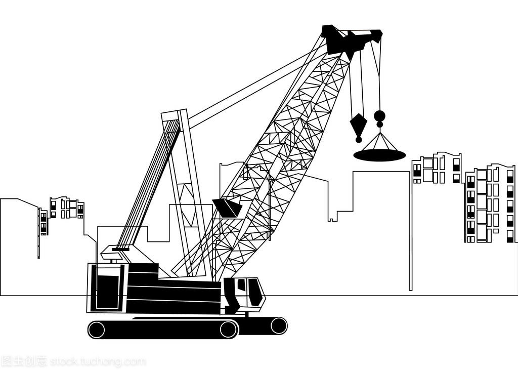 建筑起重機剪影工業圖體系結構